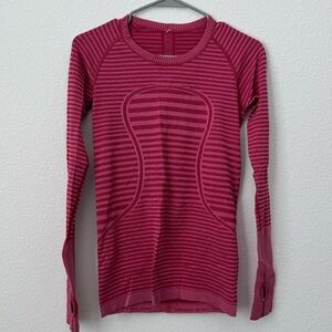lululemon athletica swiftly Berry Striped Long Sleeve Top